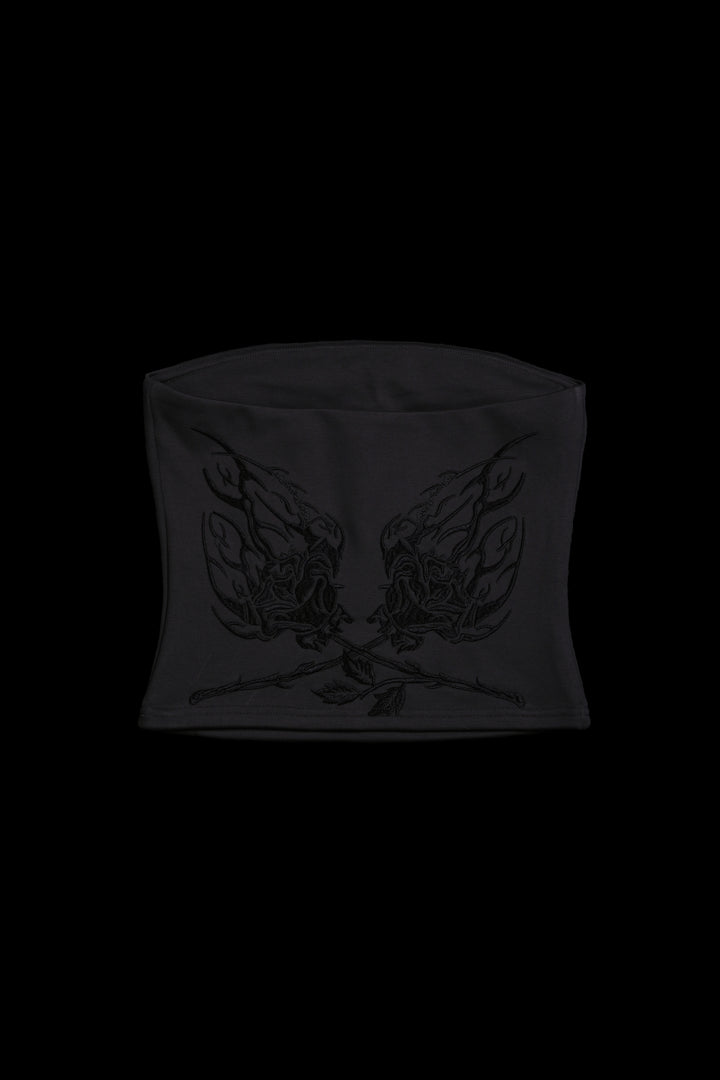 Roses Stamp Pookie Tube Top in Vintage Black