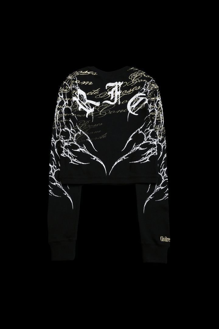 Reverse Curse Crop Waffle Thermal in Black