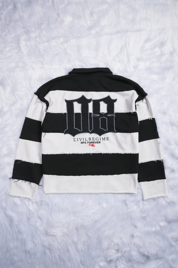Faint Of Heart Rugby Shirt in Black/White