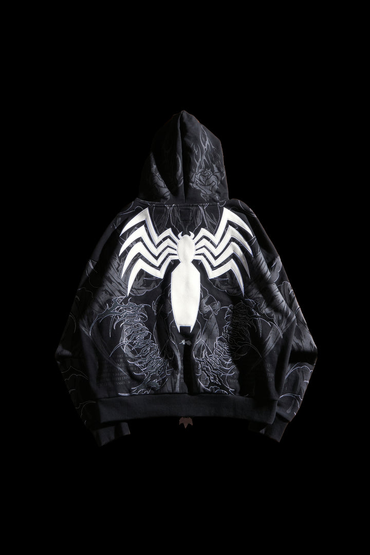 Symbiote Surge Full Zip Up Hoodie in Black