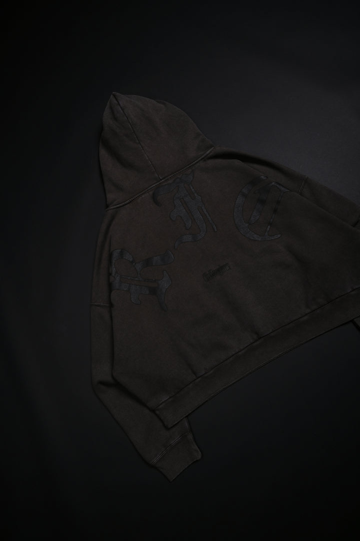 Concrete Sin Odin Oversized Cropped Hoodie in Sun Wash Brown