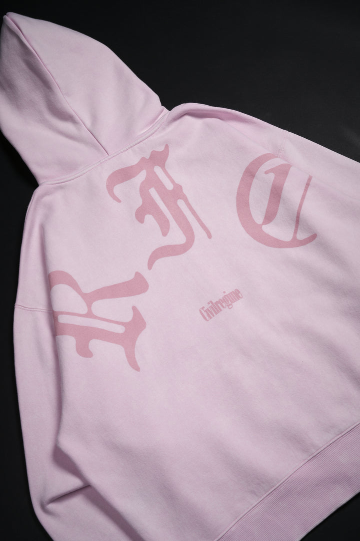 Concrete Sin Zip Up Hoodie in Sun Wash Baby Pink