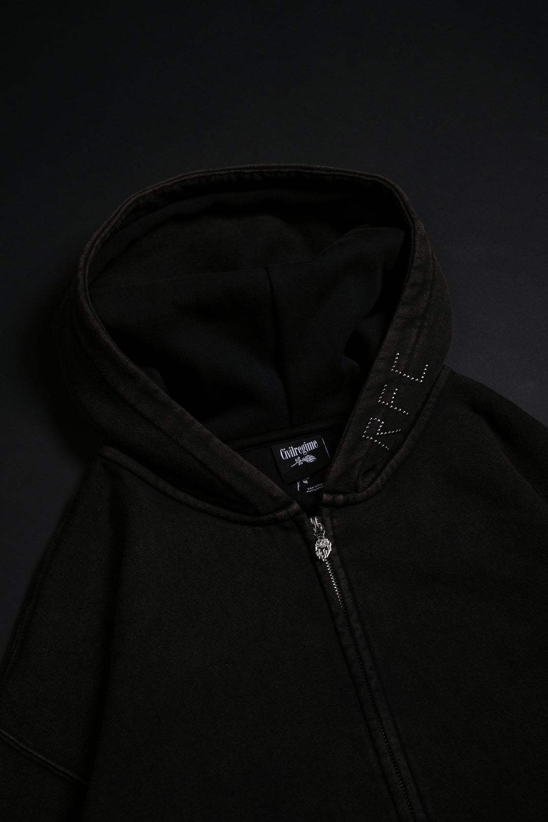 Concrete Sin Zip Up Hoodie in Sun Wash Black