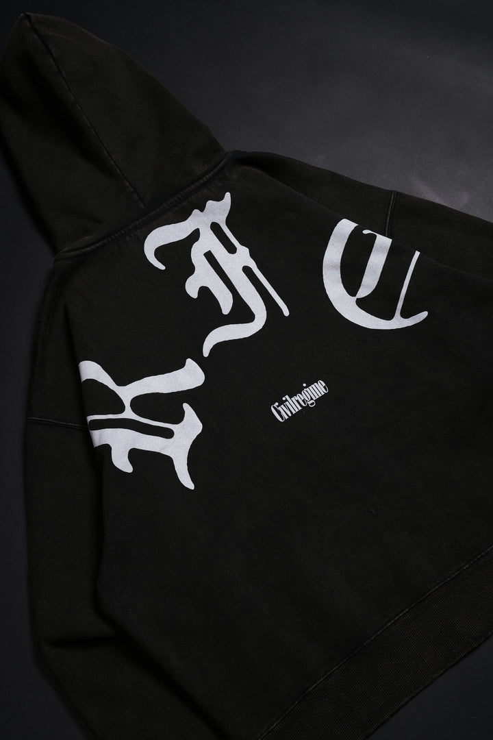 Concrete Sin Zip Up Hoodie in Sun Wash Black