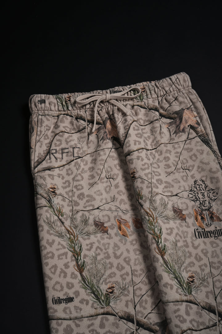 Concrete Sin Wide Leg Fleece Pants in Sun Wash Real Leopard Camo