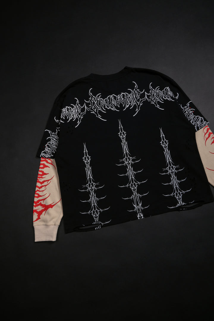 Darkness In My Bones Twofer Thermal Sleeves in Black/Butter