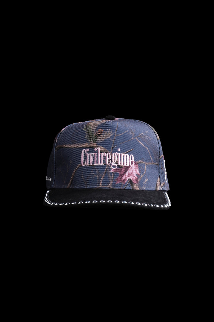 Studded Rose 5 Panel Snapback Hat in Bankai Camo/Black