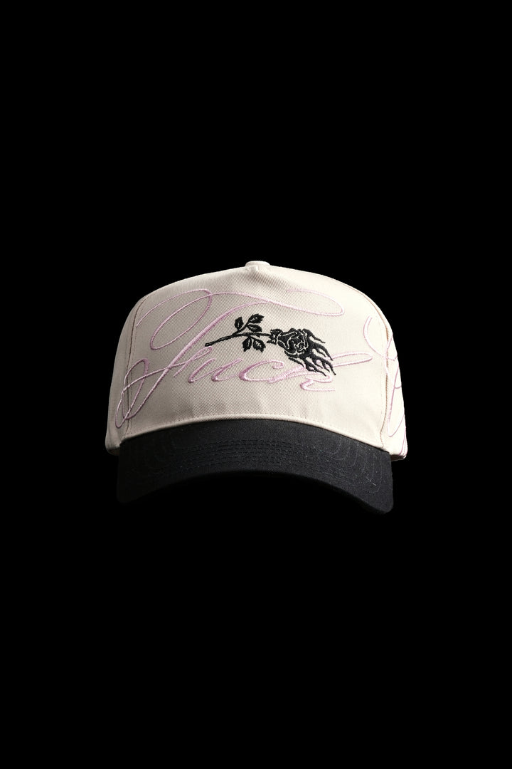 F*ck Off 5 Panel Strapback Hat in Black/Butter
