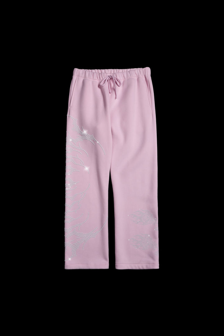 Concrete Stone Wide Leg Fleece Pants in Baby Pink