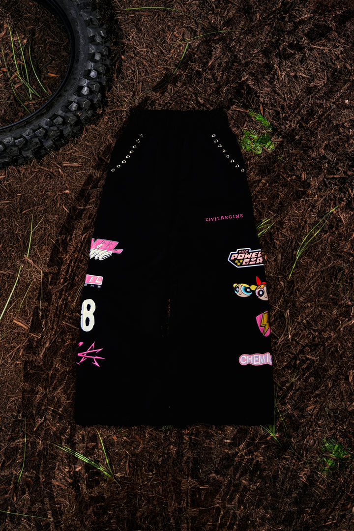 Spons'd Reverse French Terry Pants in Black