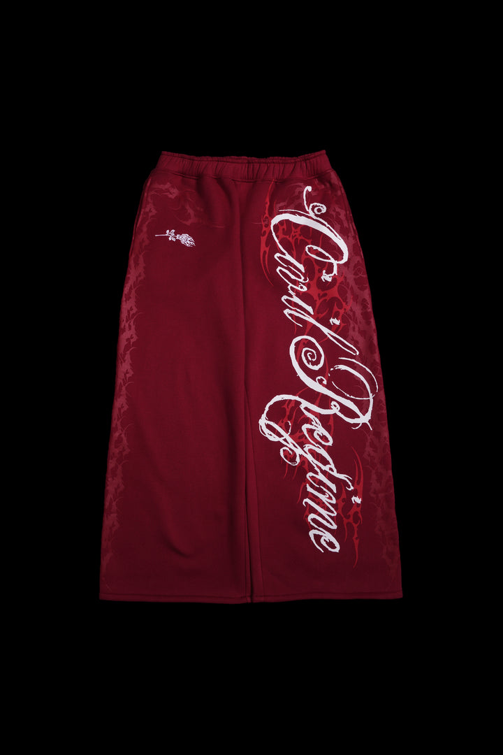 Letter To You Lowrise Wide Leg Pants in Dark Red