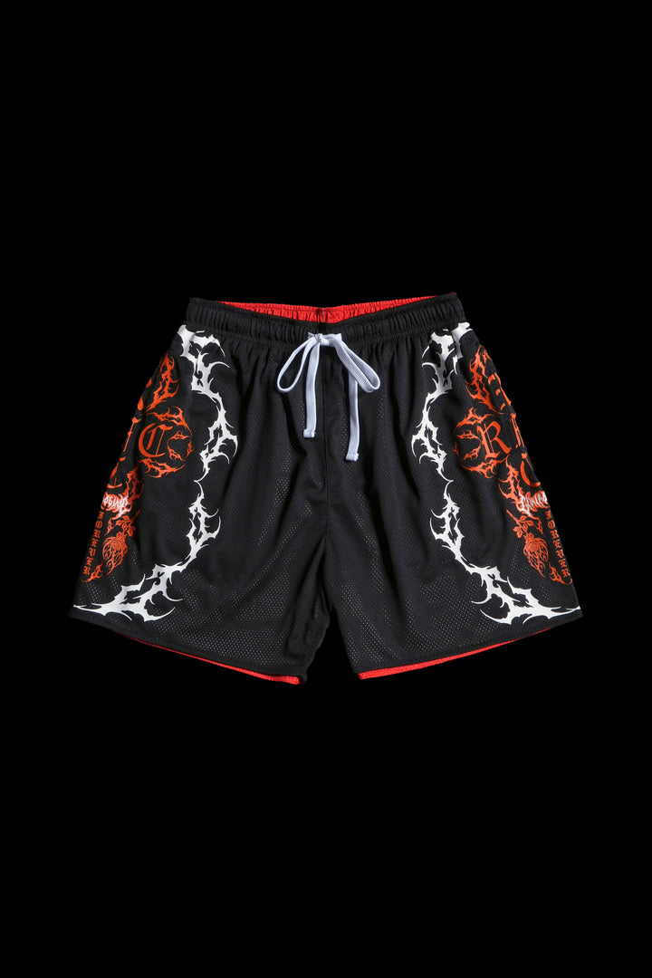 Cardinal Sin Reversible Mesh Shorts in Black/Red