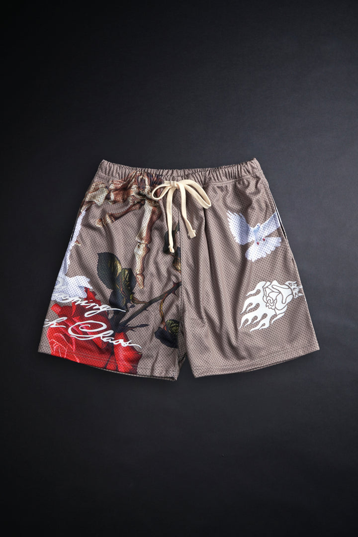 Deadly Rose Mesh Shorts in Sand