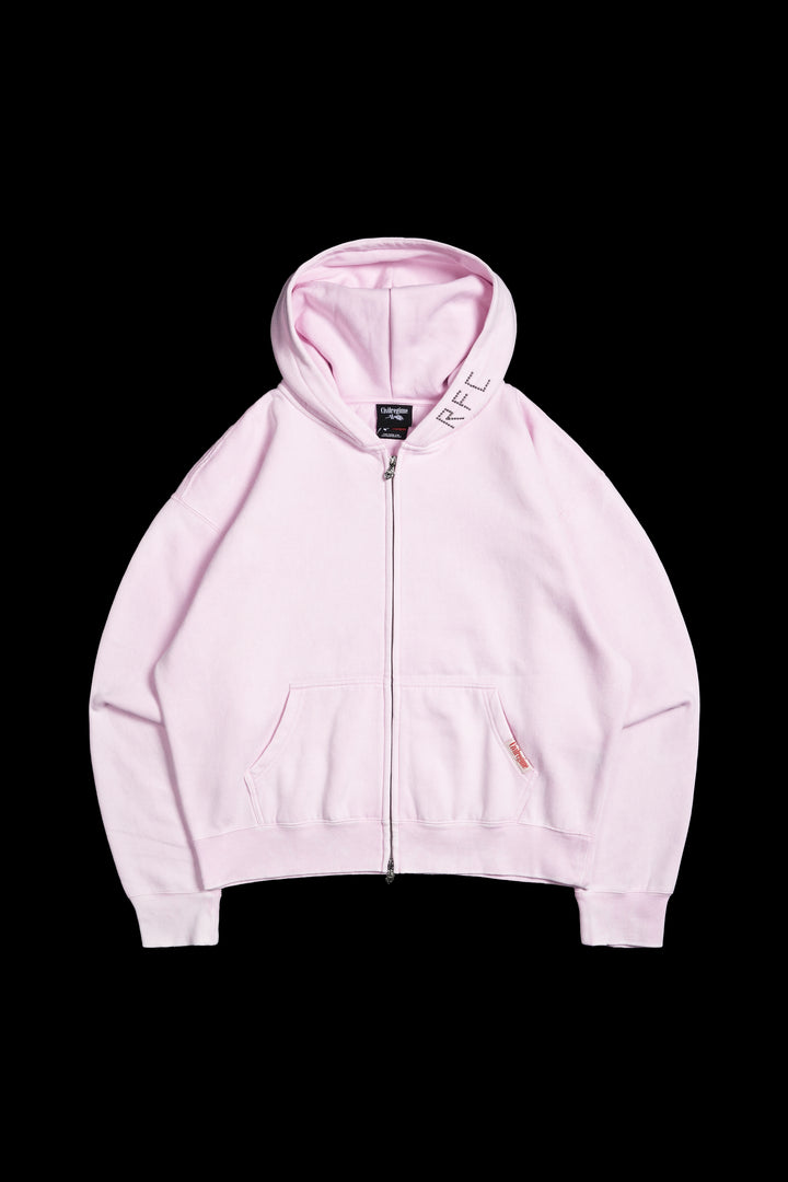 Concrete Sin Zip Up Hoodie in Sun Wash Baby Pink