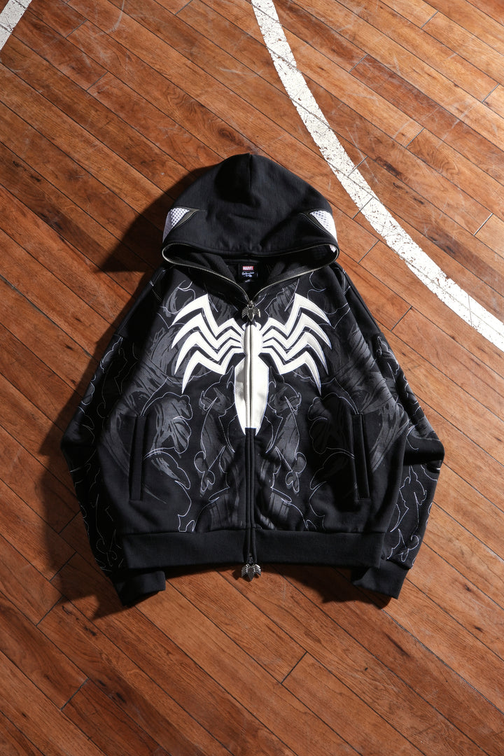 Symbiote Surge Full Zip Up Hoodie in Black