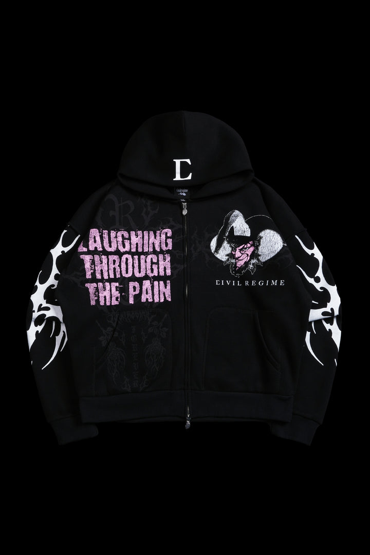 Pain In My Dih Civil Zip Up Hoodie in Black