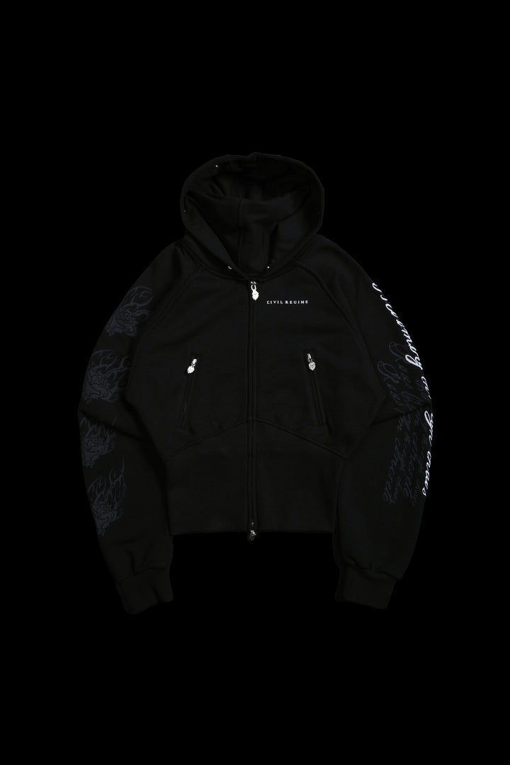 Deadly Alliance Angel Crop Fur Zip Up Hoodie in Black