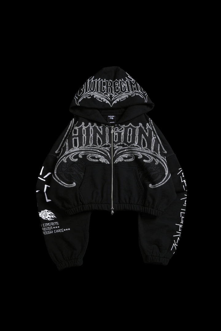 Rose Regime Ultra Cropped Hoodie in Black