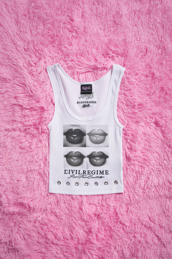 Glossed Up Cropped Ribbed Tank in White