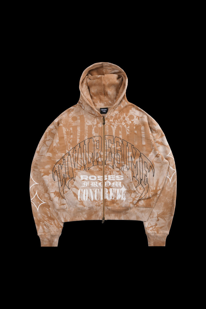 Heavy Chaos Classic Zip Up Hoodie in Sandstorm Wash