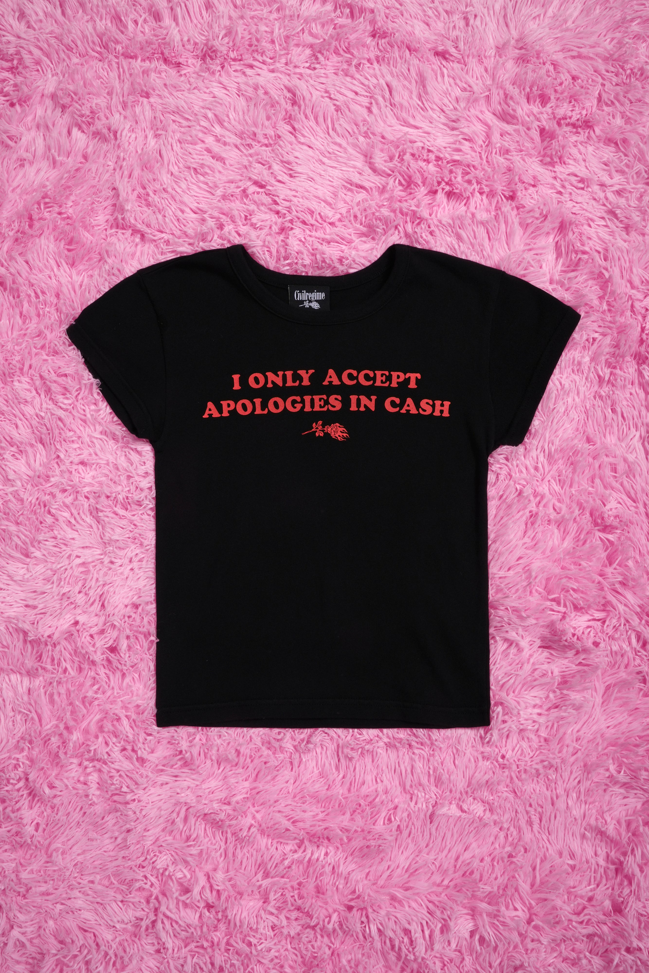 BRATZ Fck You Pay Me Baby Tee in Black