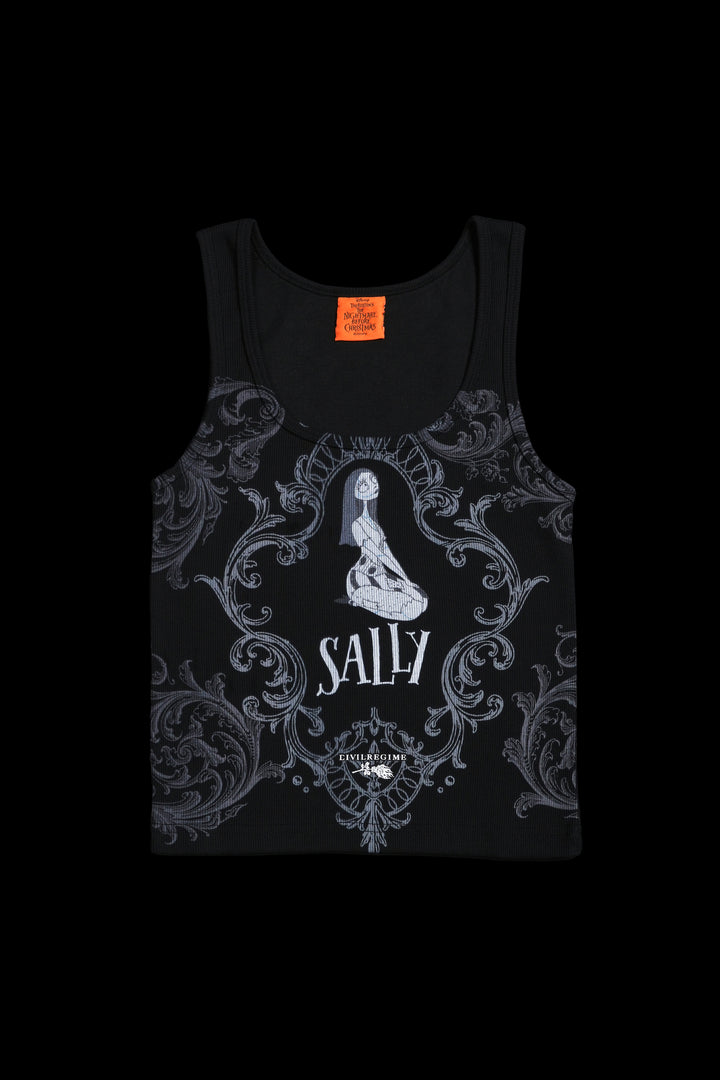 Sally Sweetheart Cropped Ribbed Tank in Black