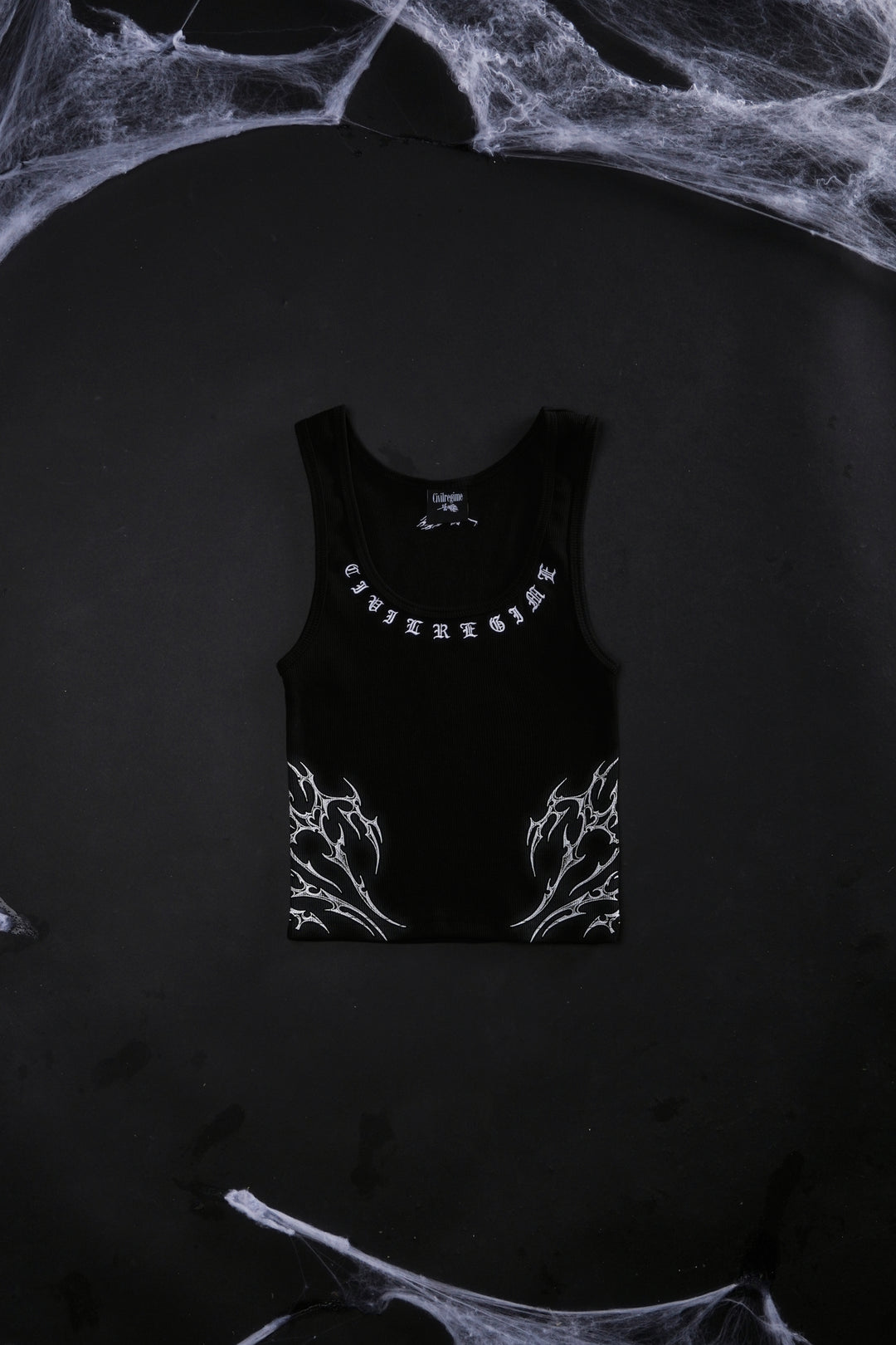 Nightfall Cropped Ribbed Tank in Black