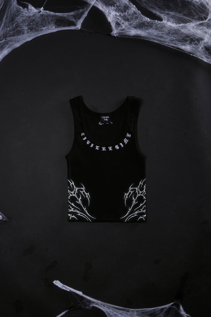 Nightfall Cropped Ribbed Tank in Black