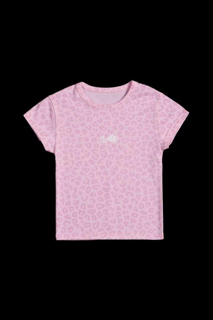 Thorns With Grace Baby Tee in Baby Pink Cheetah