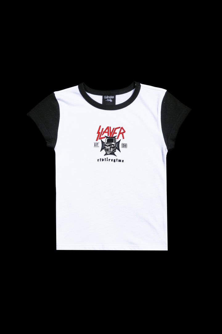 Forbidden Rituals Baby Tee in White/Black
