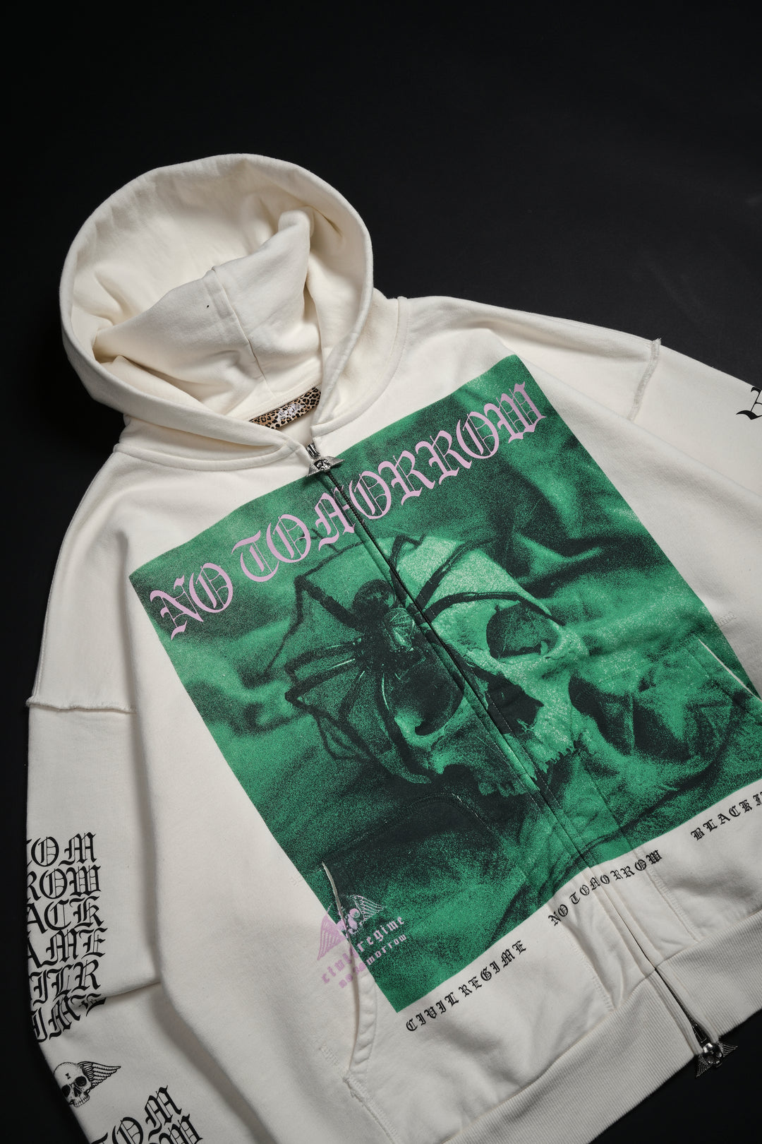 Crawling Out Civil Zip Up Hoodie in Bleached Ivory