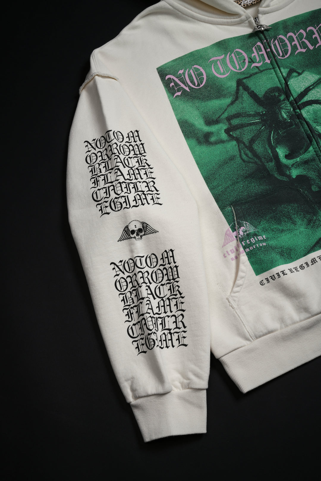 Crawling Out Civil Zip Up Hoodie in Bleached Ivory