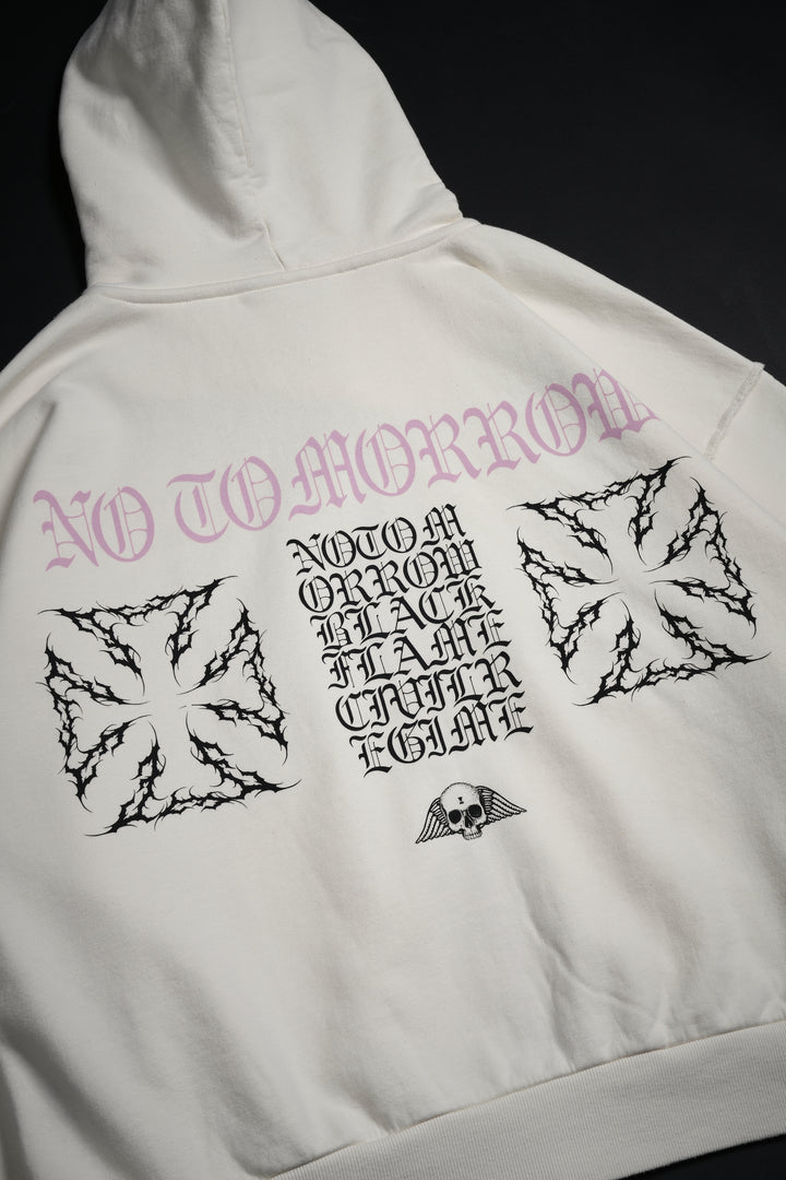 Crawling Out Civil Zip Up Hoodie in Bleached Ivory