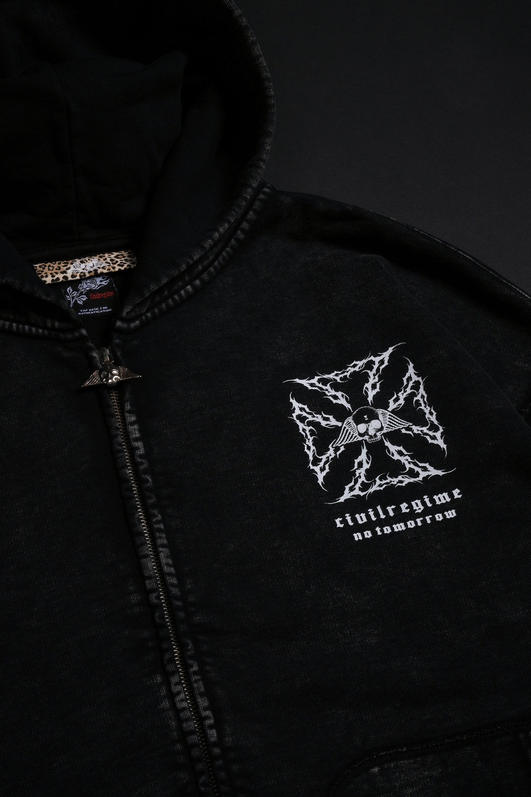 Iron Skull Civil Zip Up Hoodie in Black