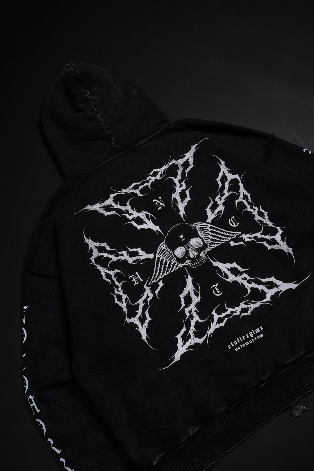 Iron Skull Civil Zip Up Hoodie in Black