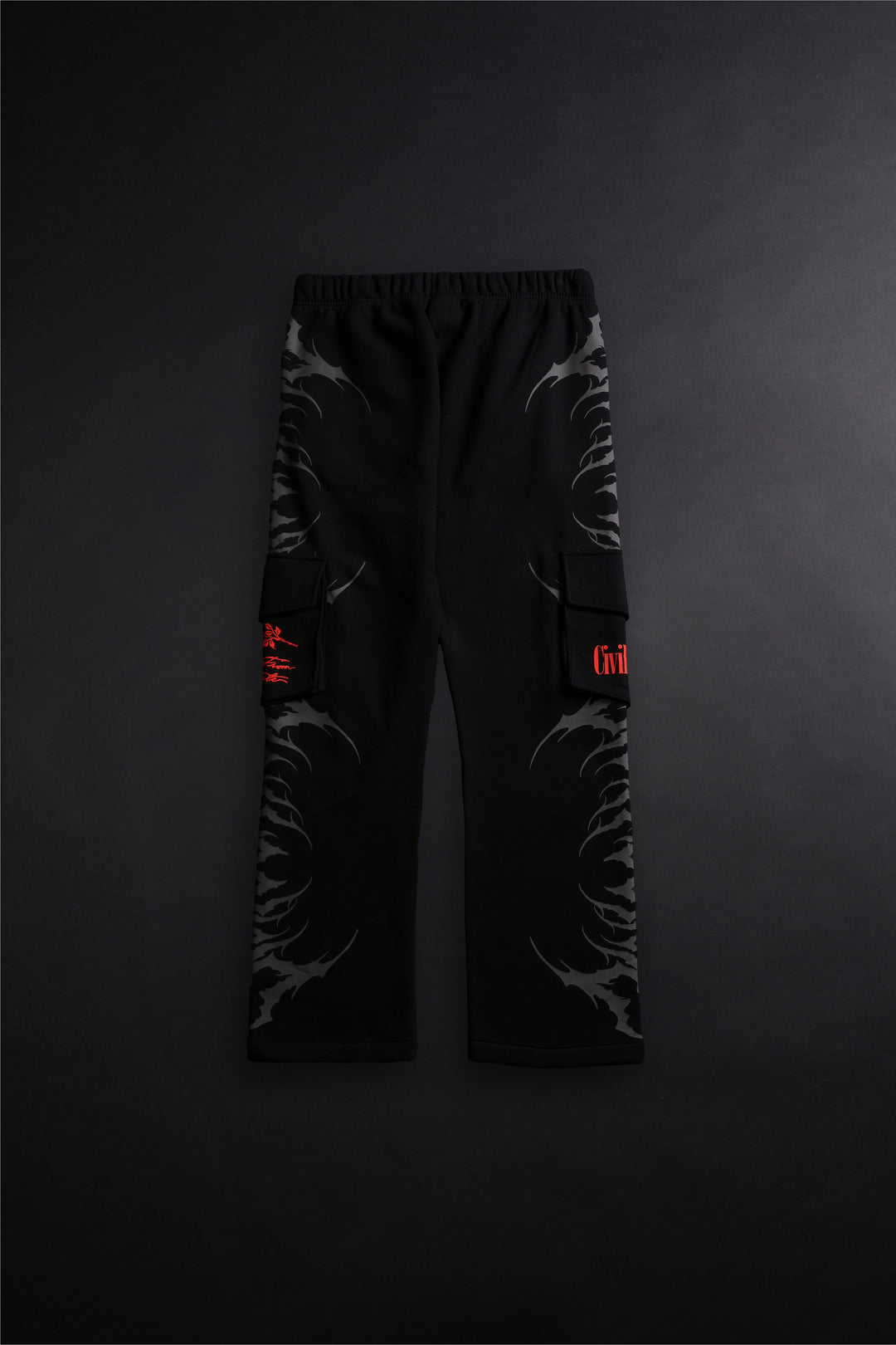 Pure Chaos Wide Leg Cargo Fleece Pants in Black