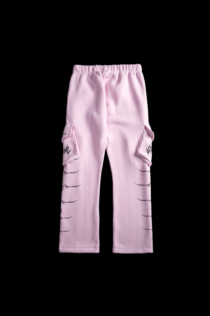 Civil Wide Leg Cargo Fleece Pants in Soft Rose