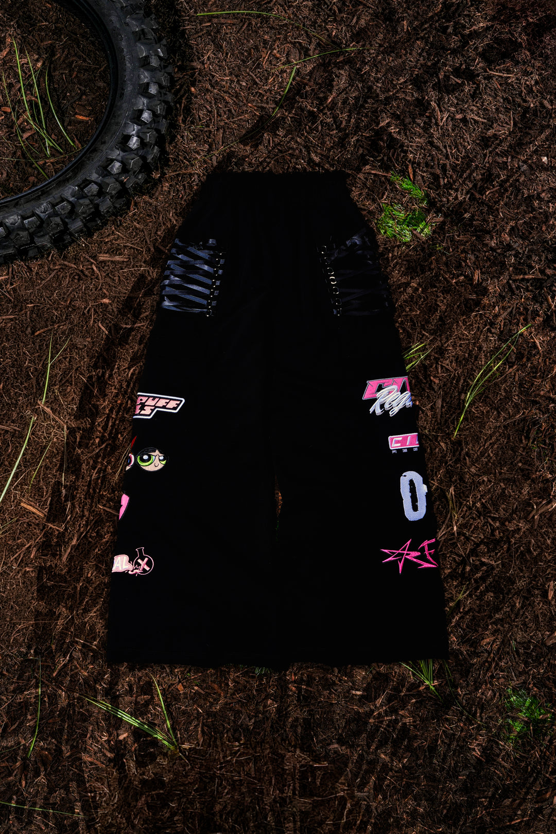 Spons'd Reverse French Terry Pants in Black