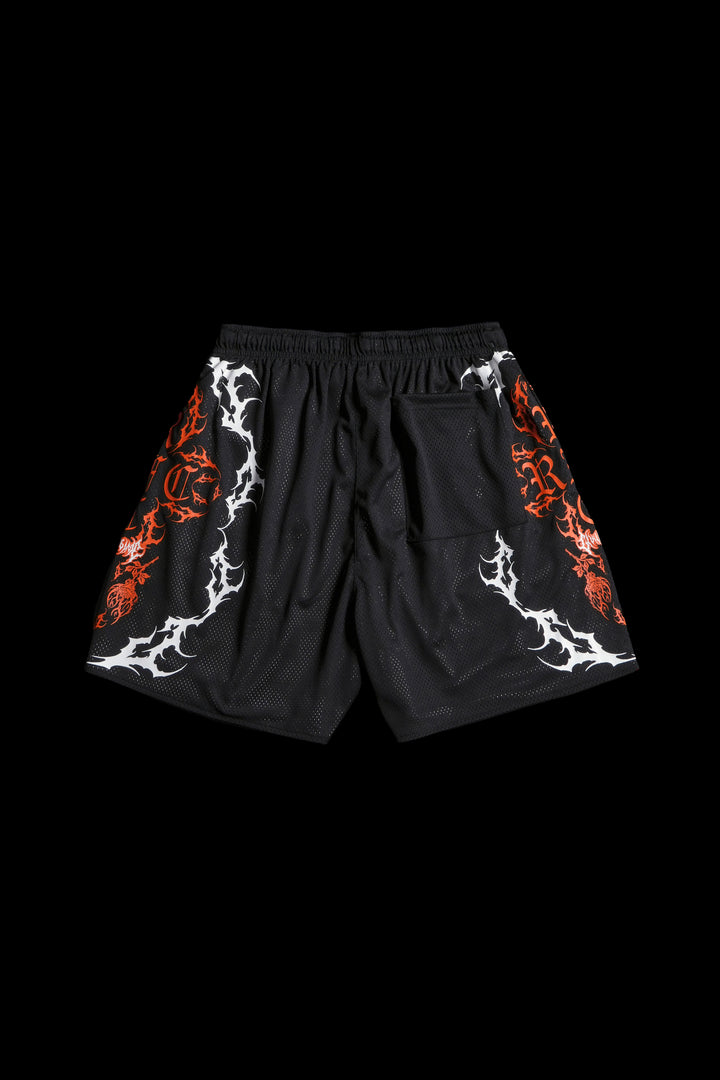 Cardinal Sin Reversible Mesh Shorts in Black/Red