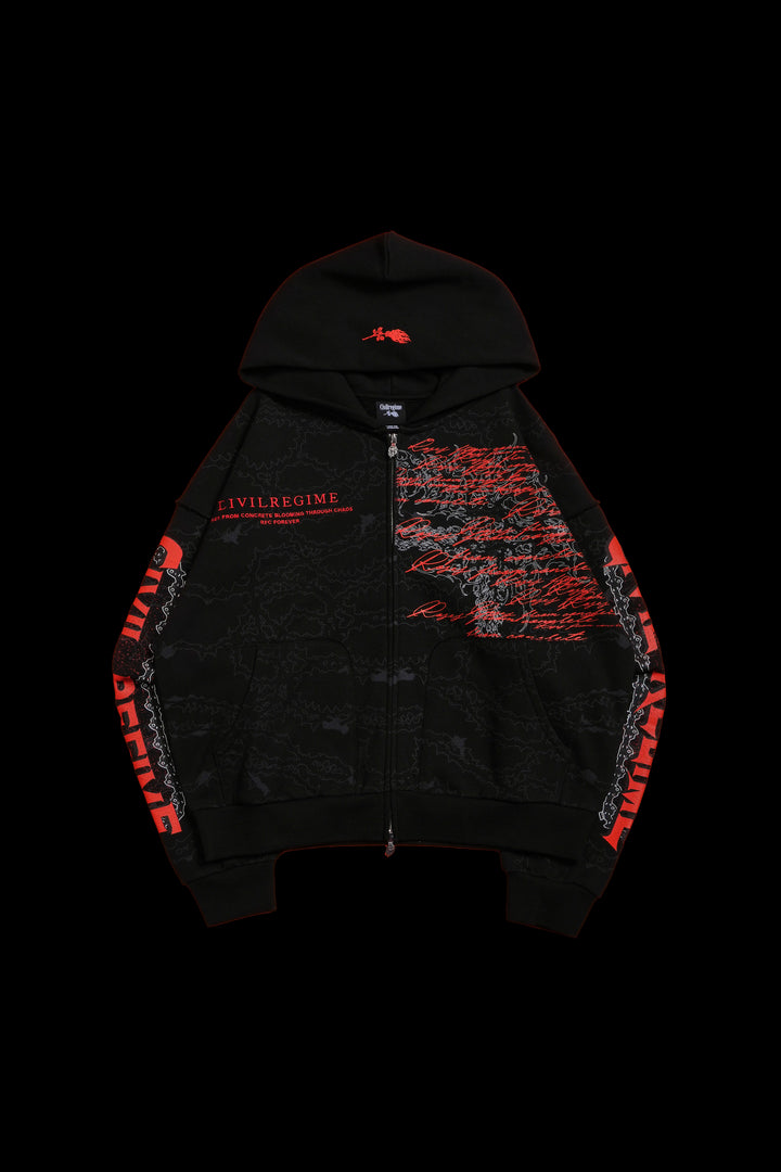 Chaos Is Policy Civil Zip Up Hoodie in Black