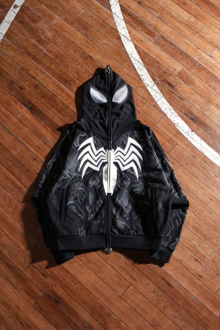 Symbiote Surge Full Zip Up Hoodie in Black