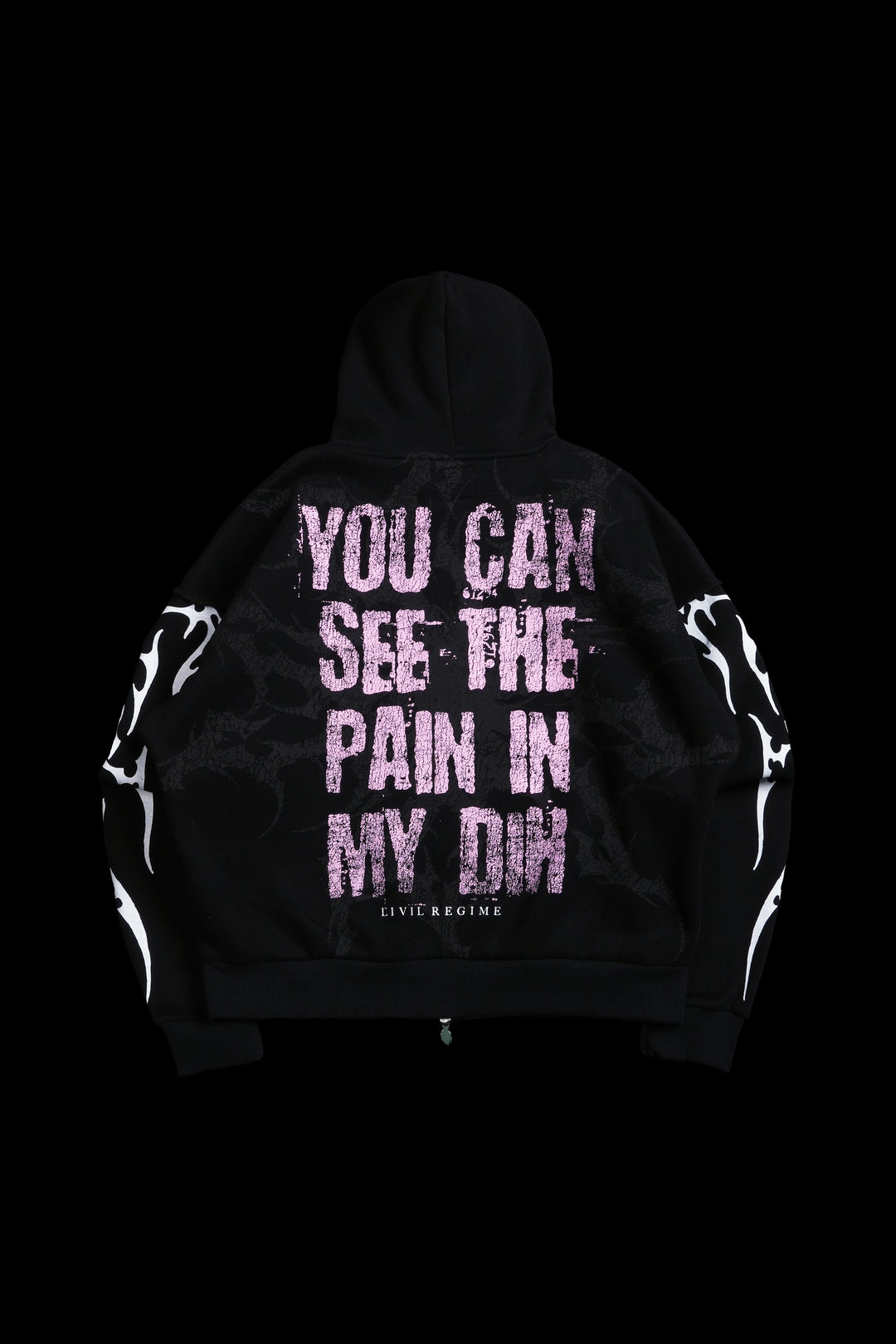 Pain In My Dih Civil Zip Up Hoodie in Black