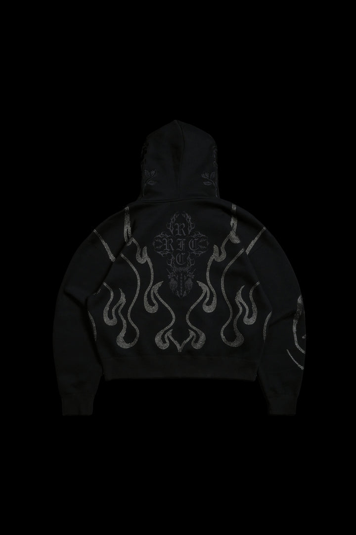 Trail Of Ashes Zip Up Hoodie in Black