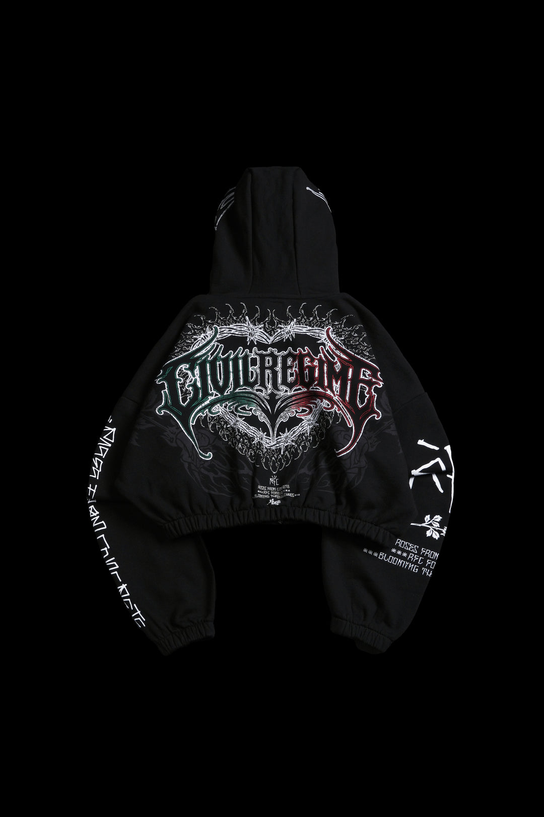 Rose Regime Ultra Cropped Hoodie in Black