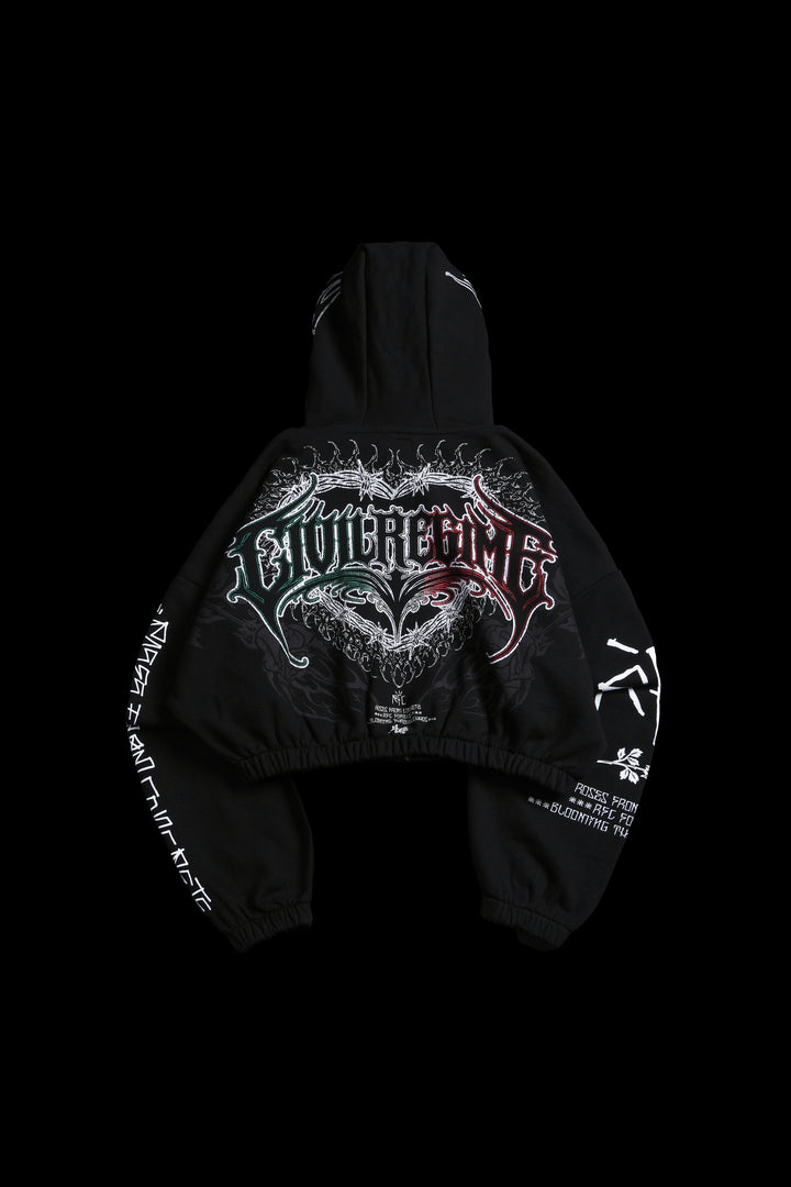 Rose Regime Ultra Cropped Hoodie in Black