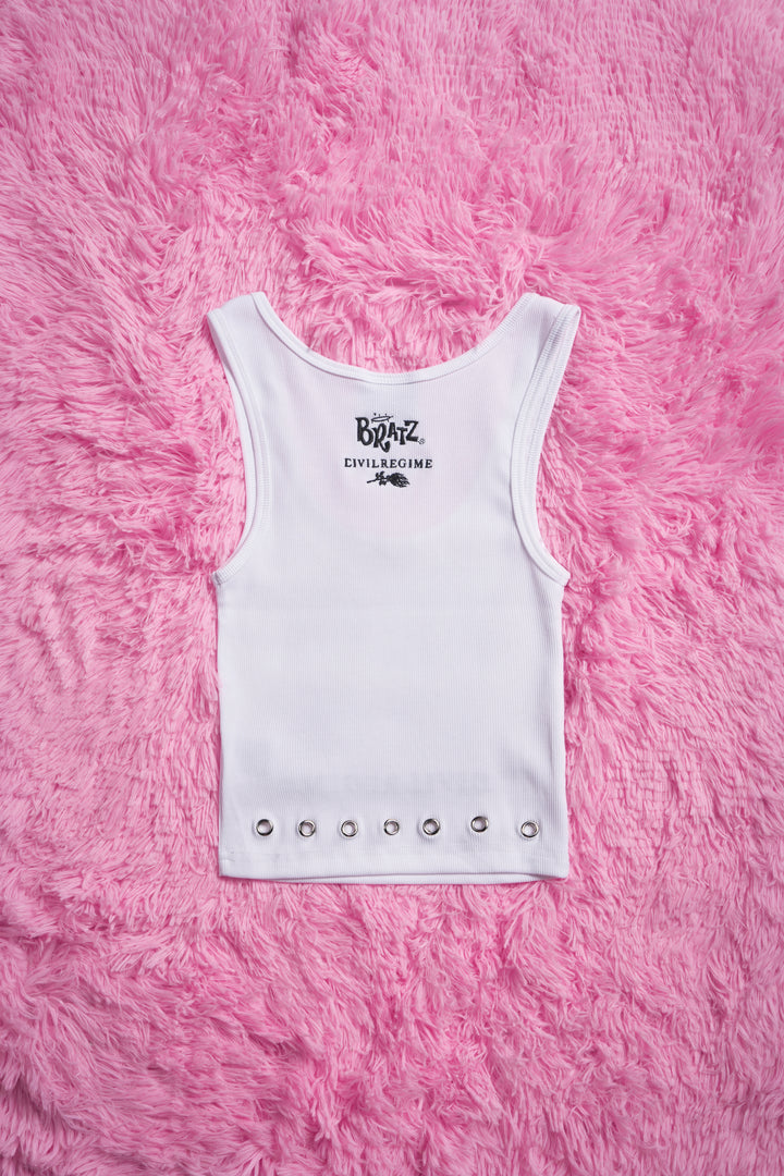 Glossed Up Cropped Ribbed Tank in White
