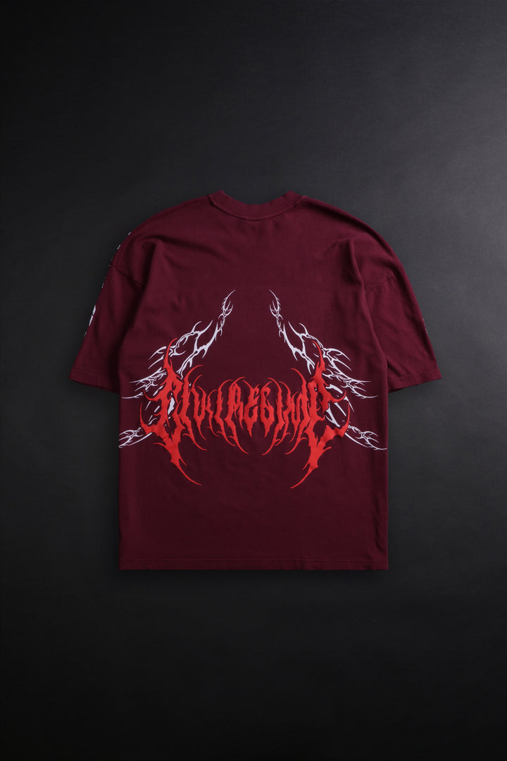 Blood In The Veins American Classic Oversized Tee in Oxblood