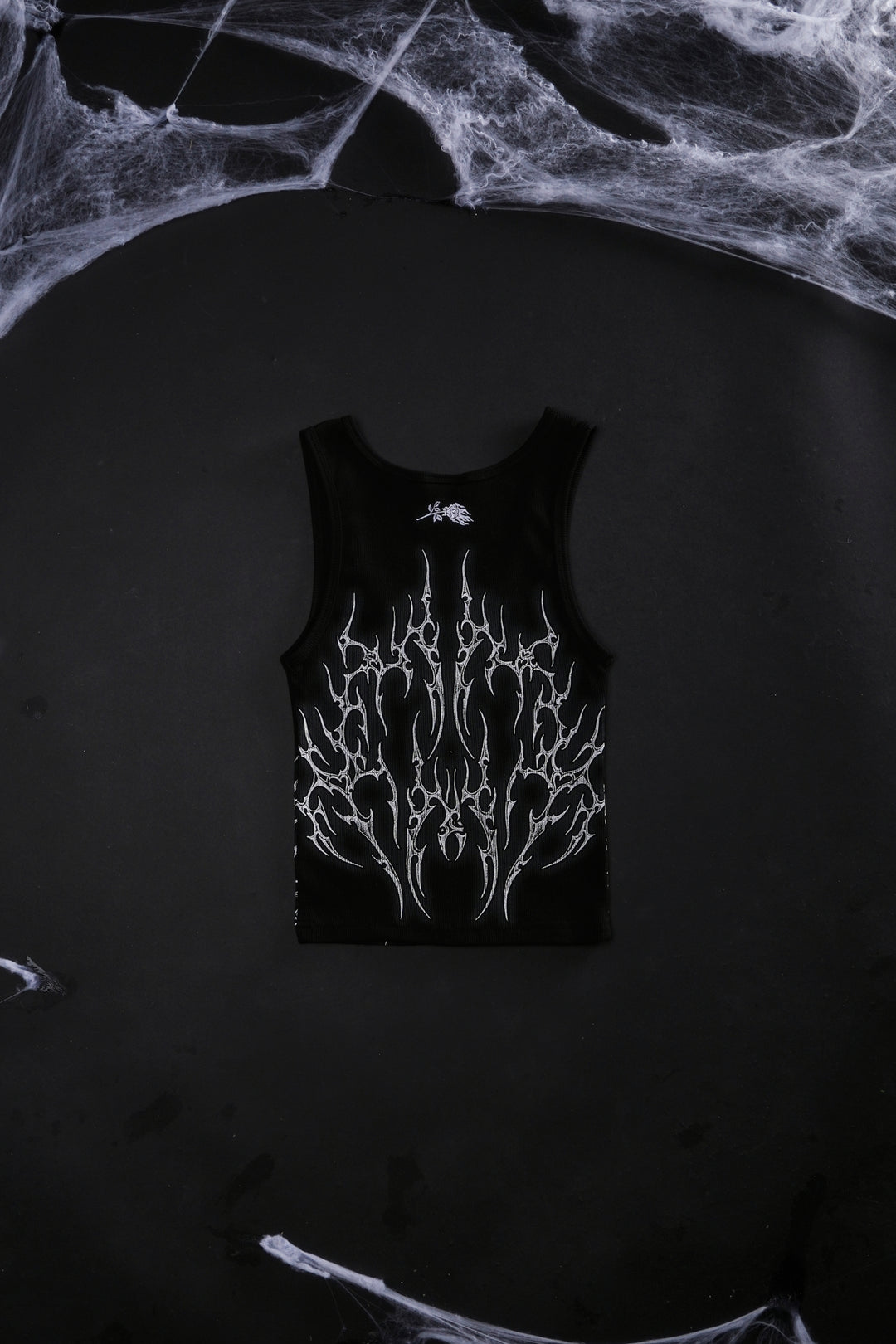 Nightfall Cropped Ribbed Tank in Black