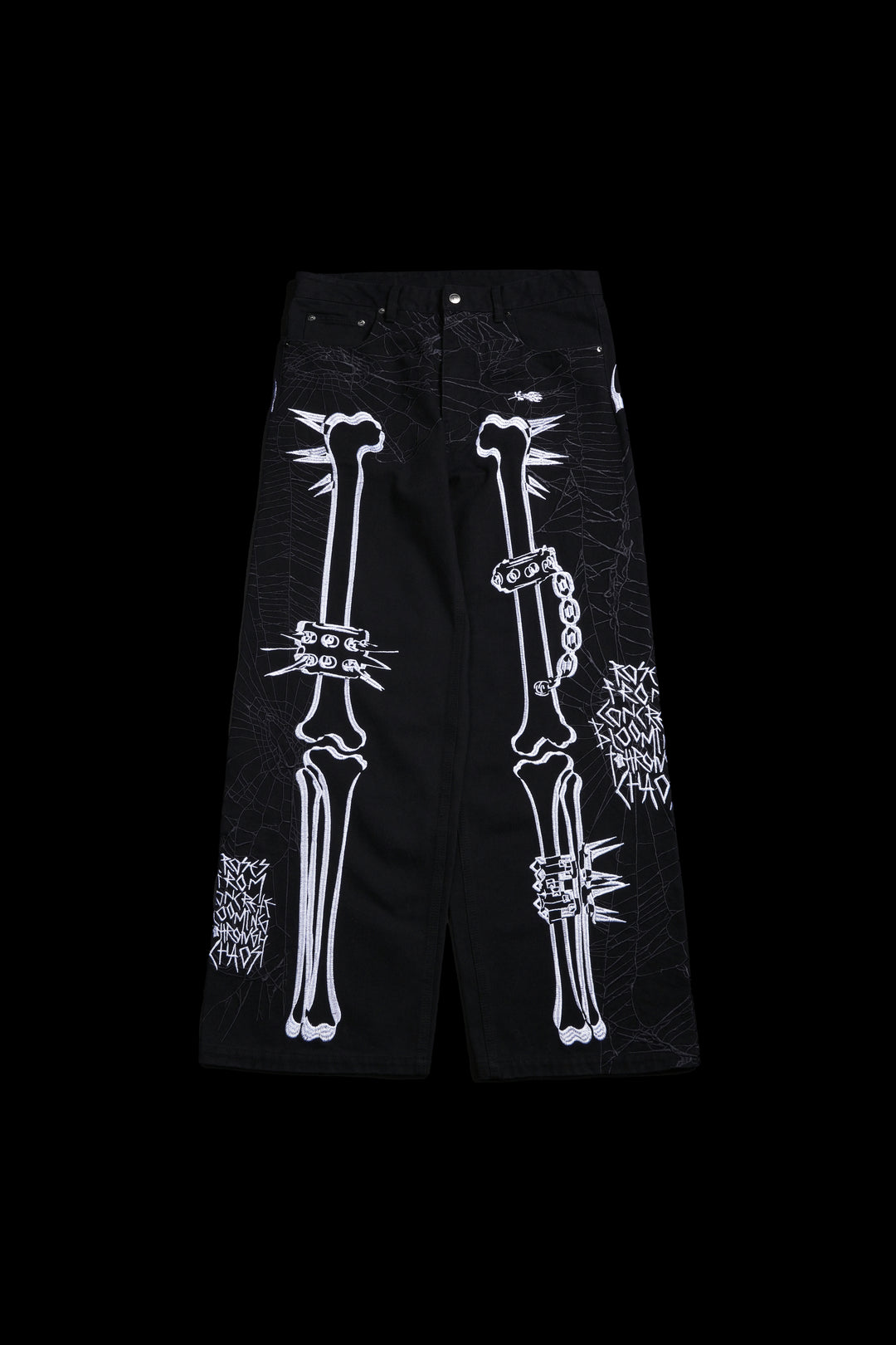 Rose Bones Raw Denim Jeans in Black