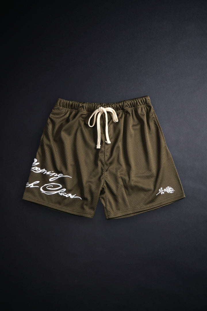 Script Classic Mesh Shorts in Olive